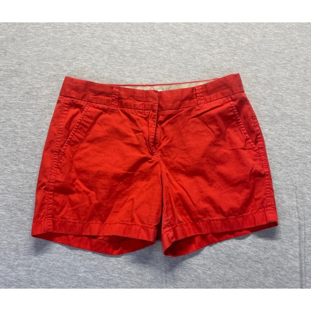 J.Crew Broken-In Chino Shorts Womens 4 Red Cotton Comfort Stretch High Waisted